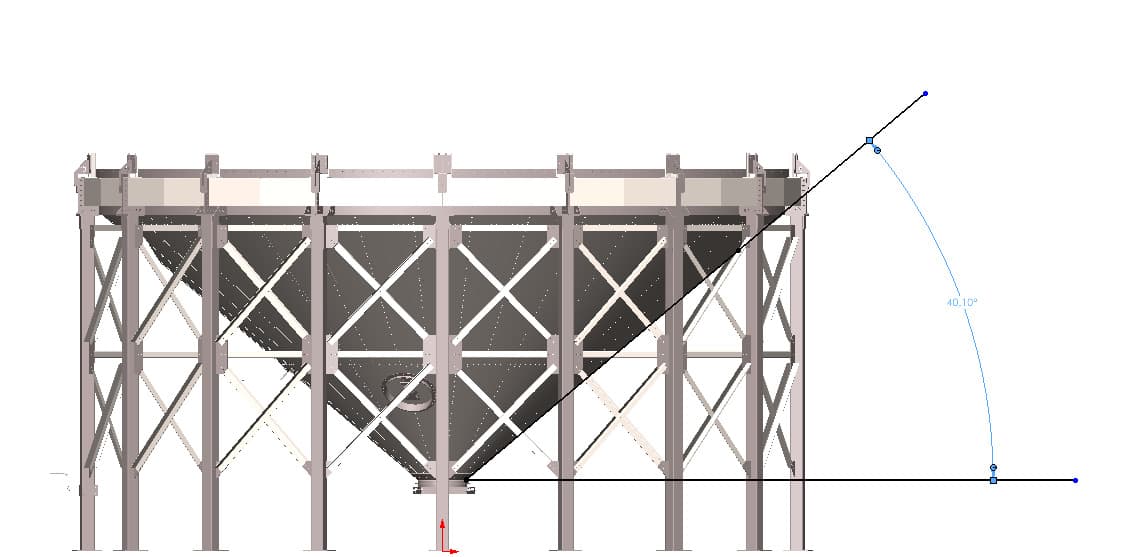 27HD bolt-together hopper cone showing modular panel construction, silver finish